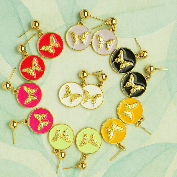 Aretes colgantes mariposa lisos